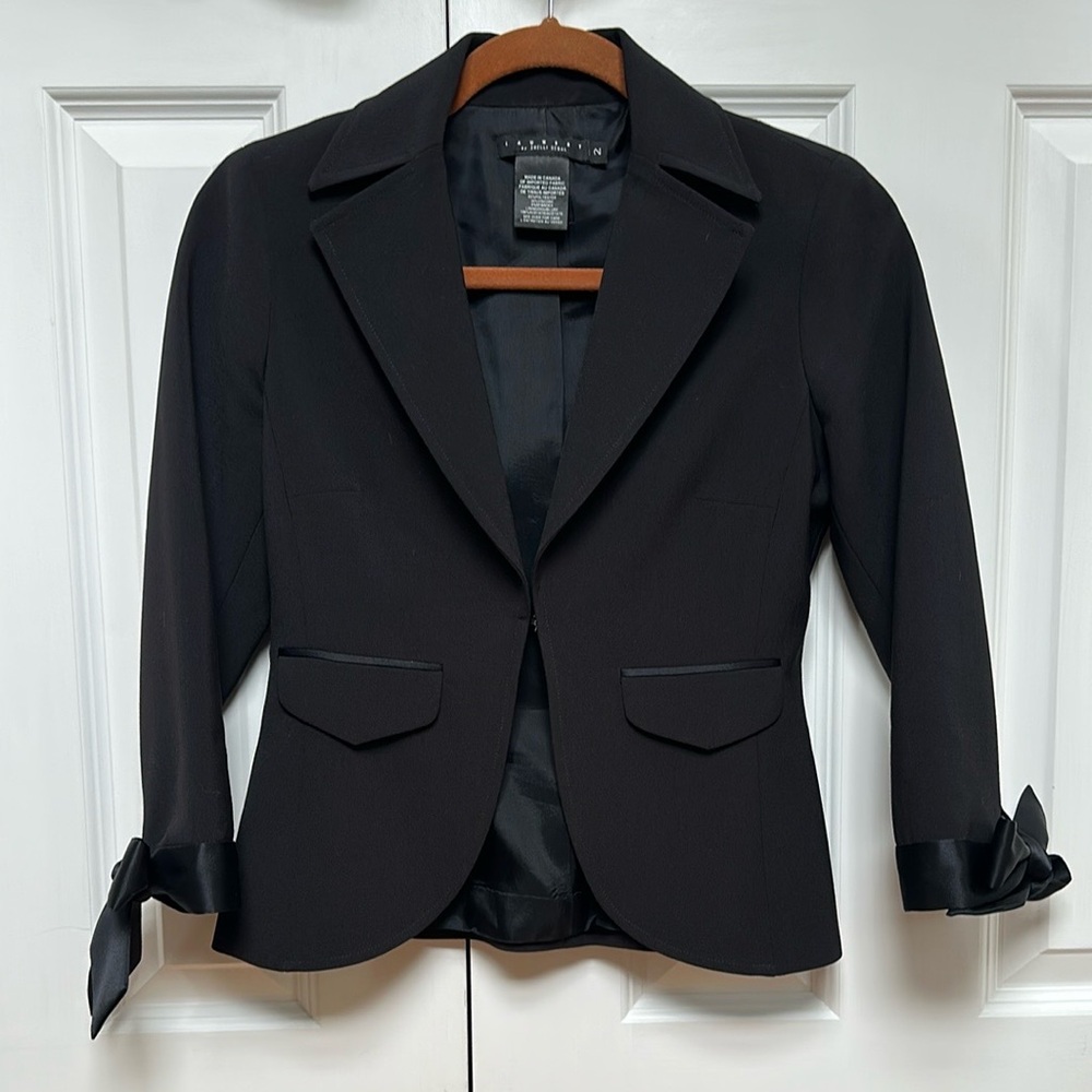 Laundry by Shelli Segal Black Bow 3/4 Sleeve Blazer
